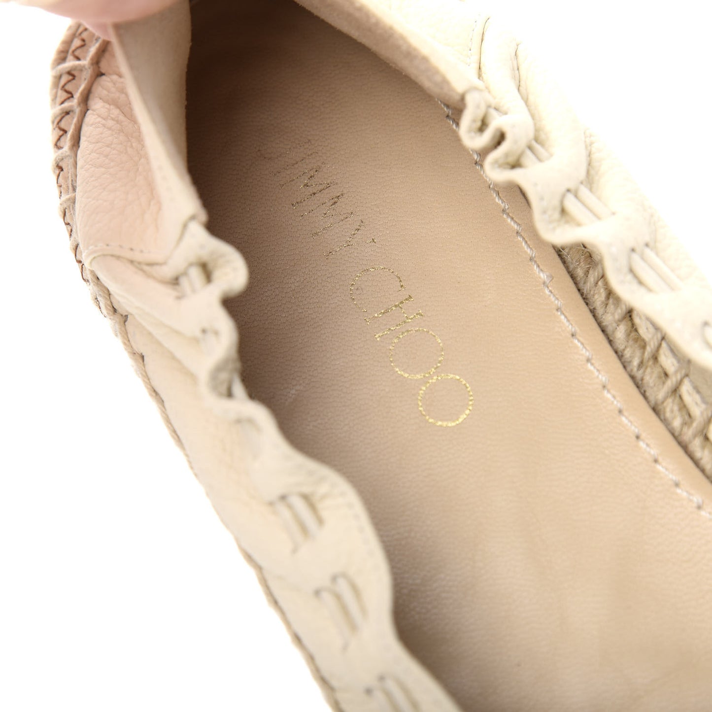 Calfskin Stretch Deena Espadrille Ballerina Flats 39.5 Latte