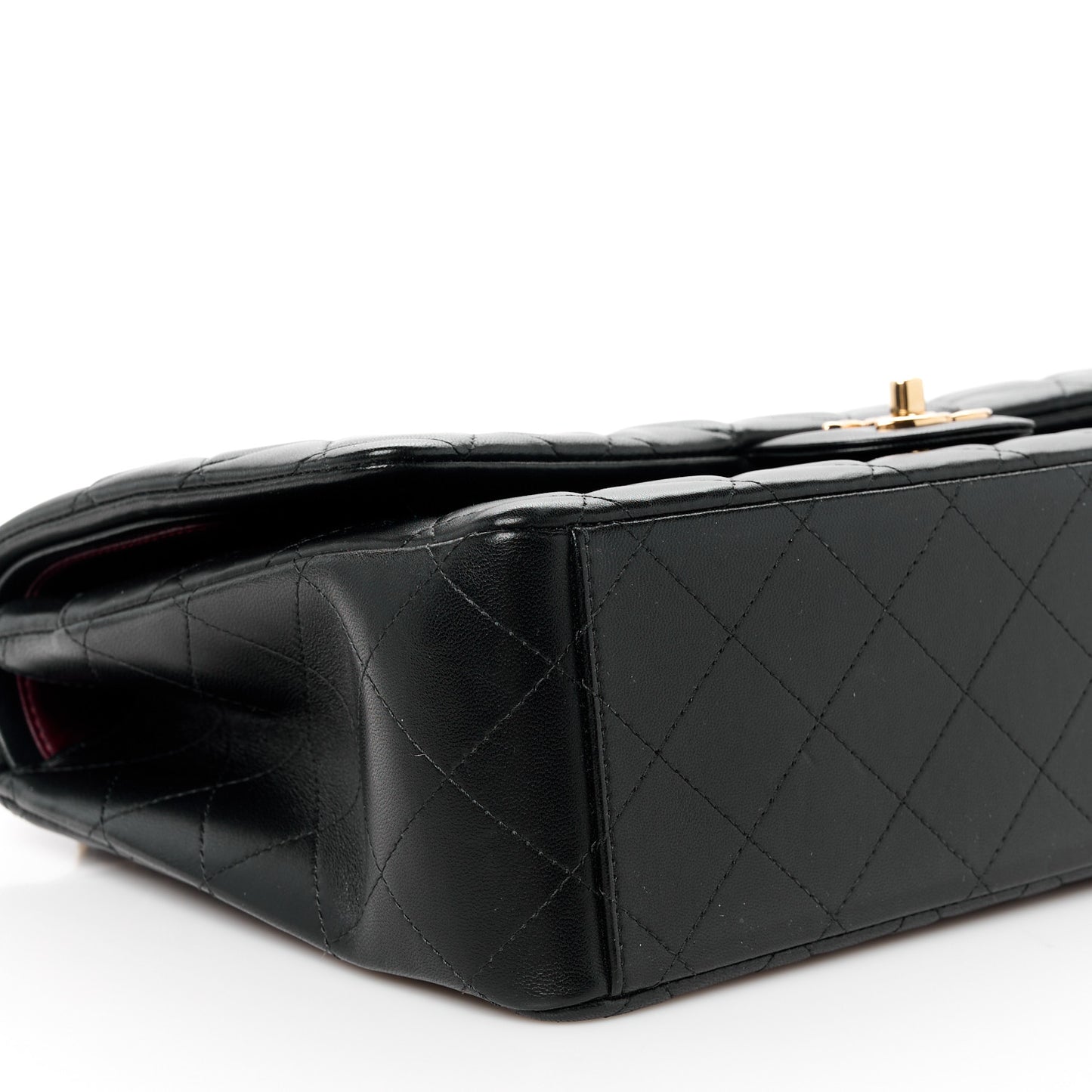 Lambskin Quilted Jumbo Double Flap Black