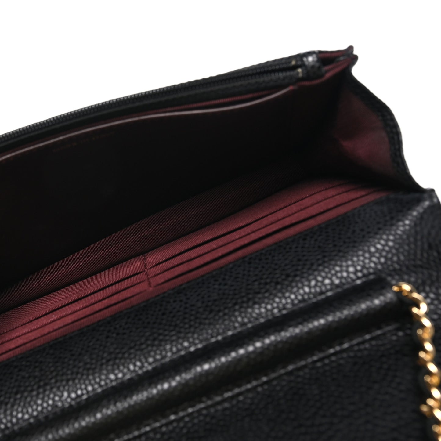 Caviar Quilted Wallet on Chain WOC Black