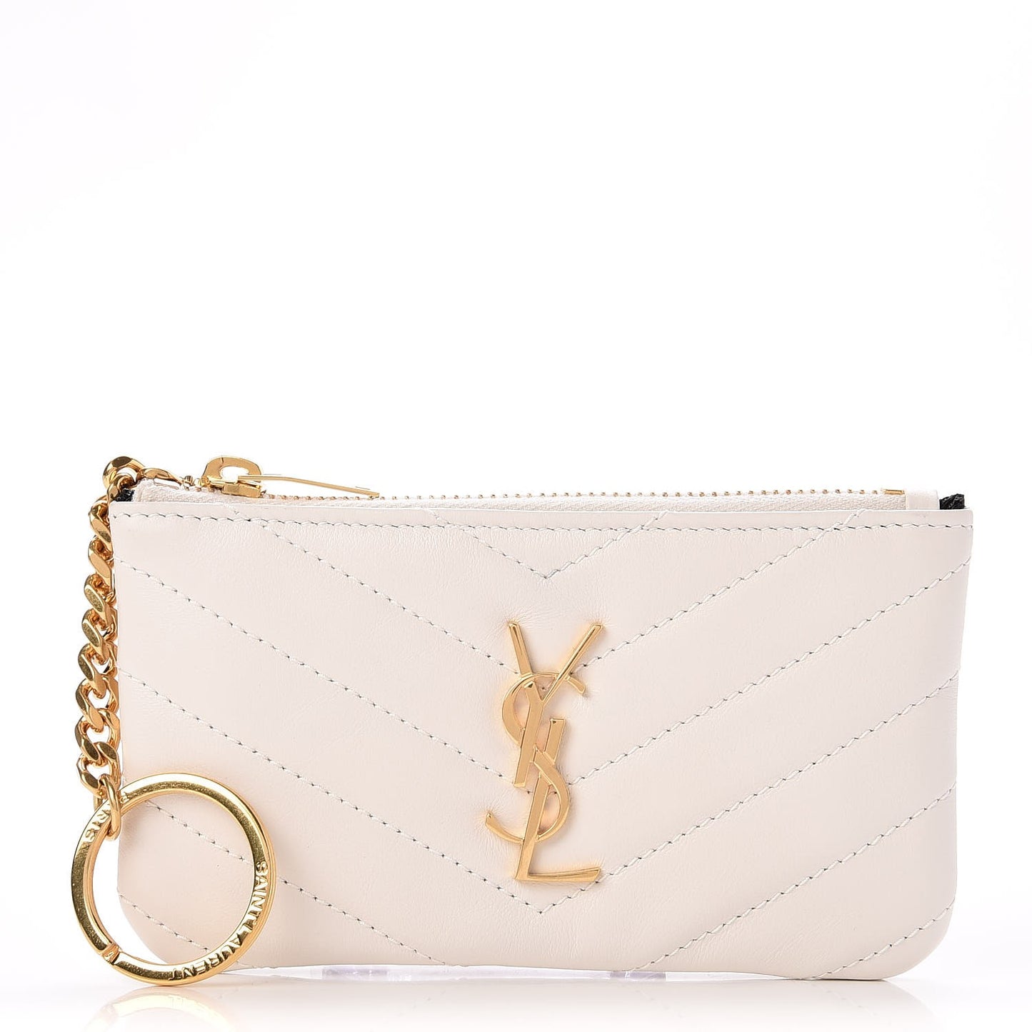 Calfskin Matelasse Monogram Key Pouch Porcellana