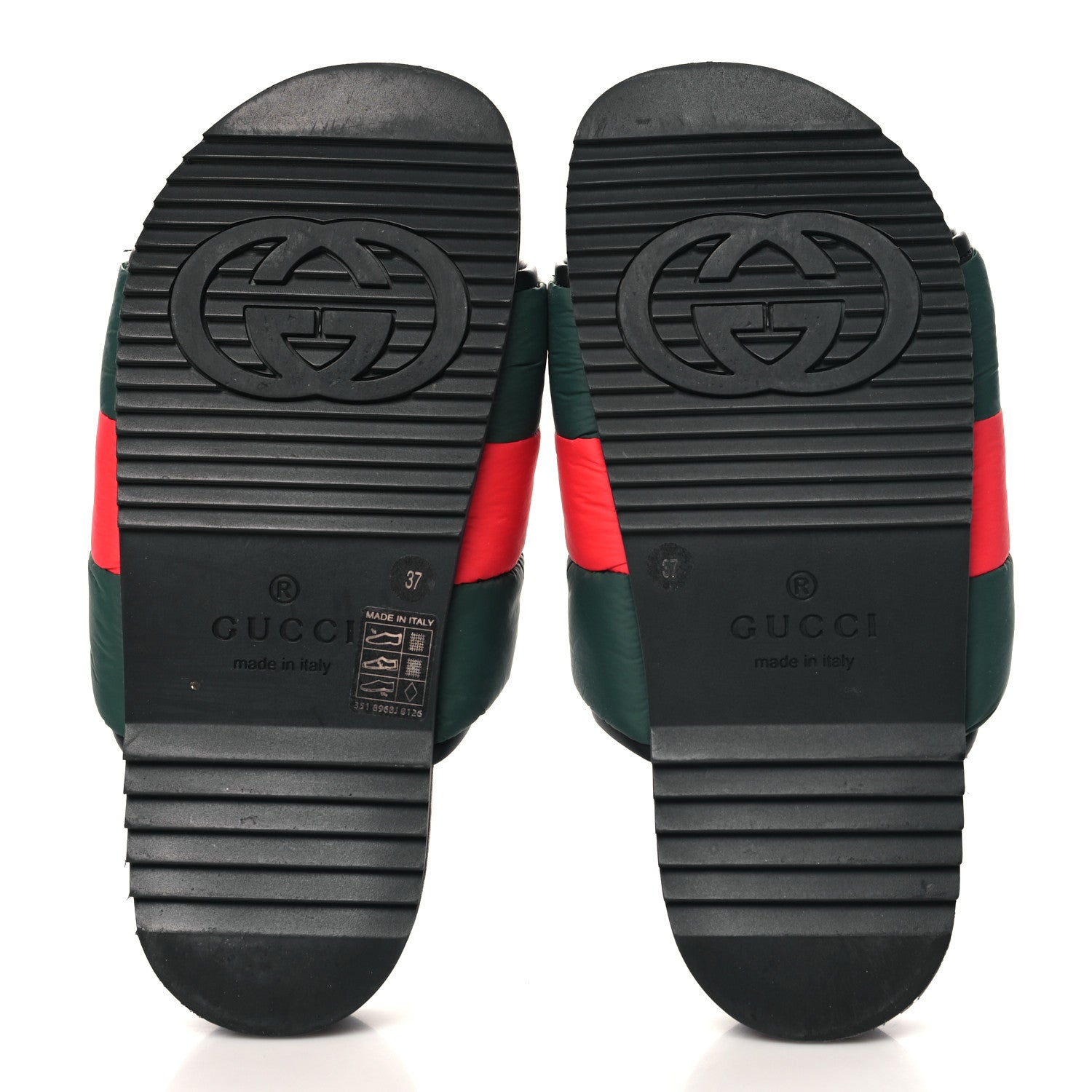 Gucci Nylon Web Womens Slide Sandals 37 Black Green Red 6 of 10