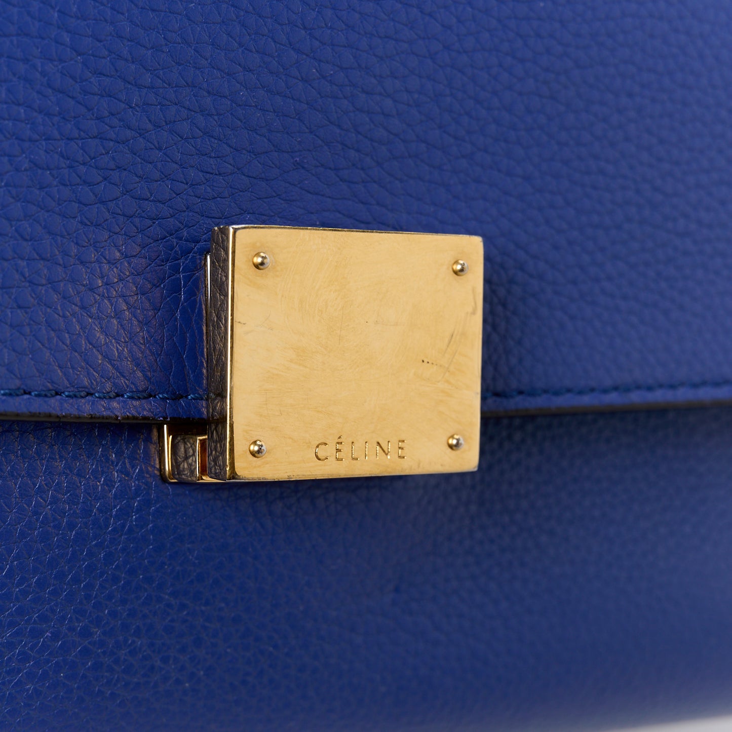 Drummed Calfskin Suede Medium Trapeze Indigo