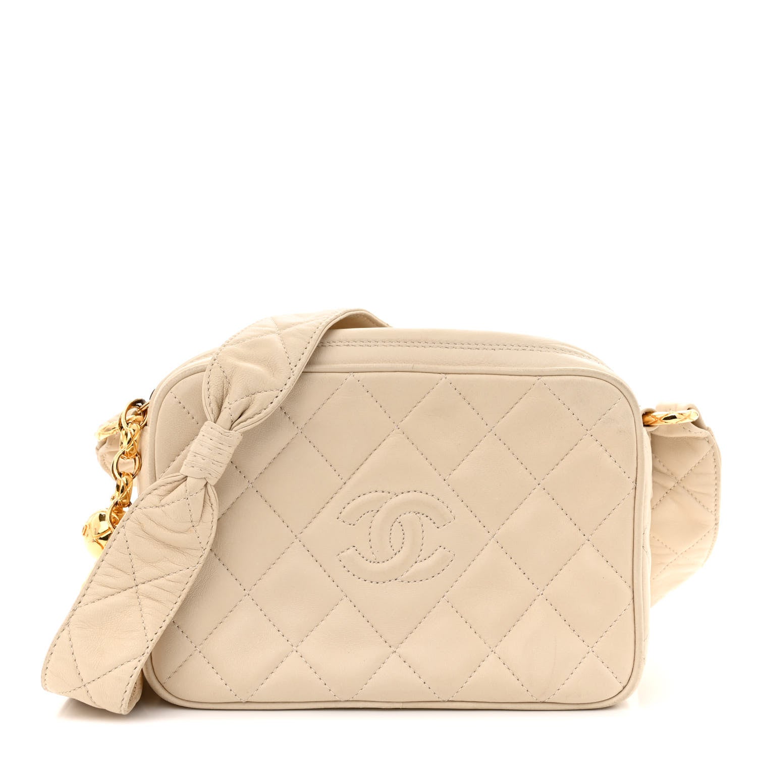 Chanel Lambskin Quilted CC Camera Case Beige 1 of 16