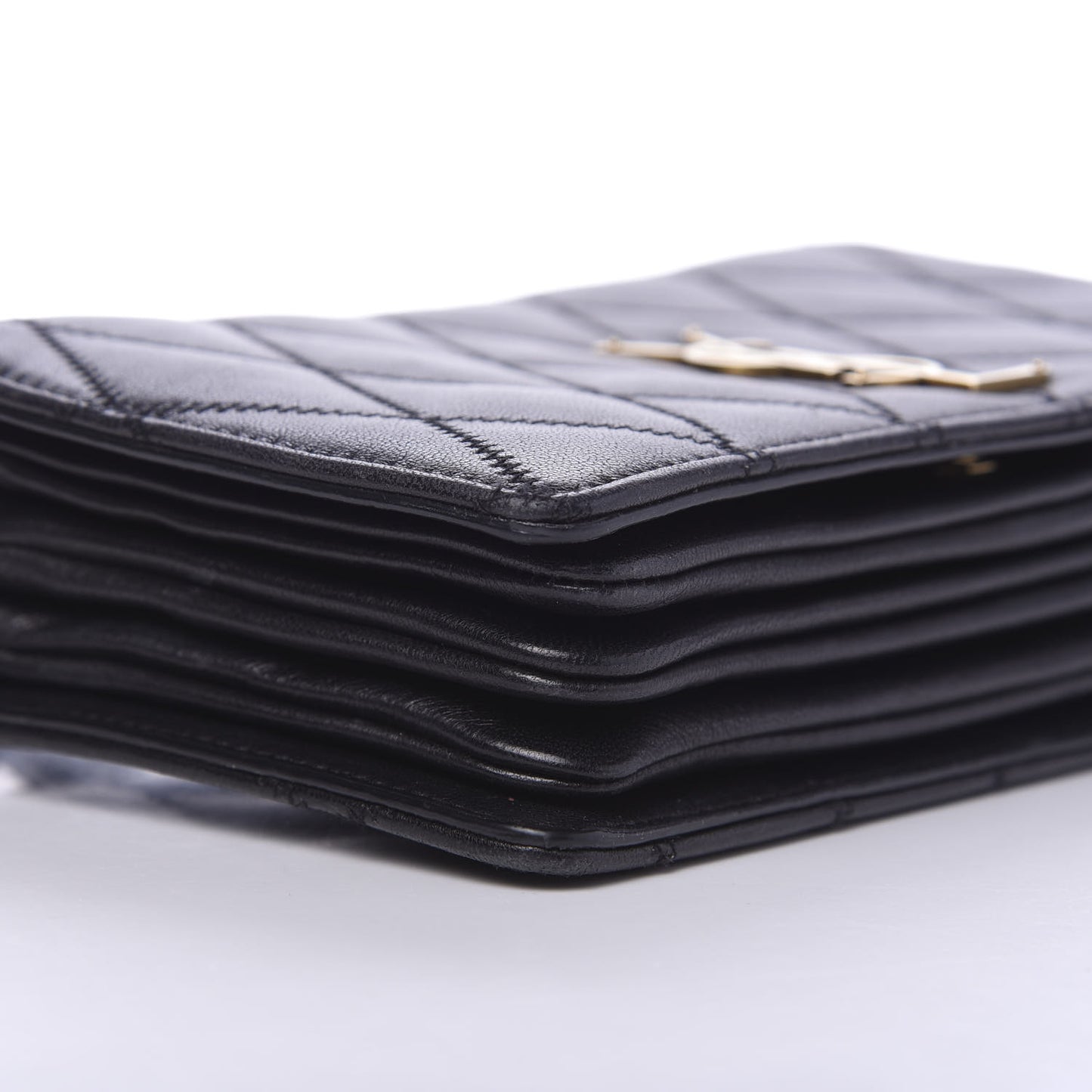 Lambskin Diamond Quilted Monogram Angie Chain Bag Black