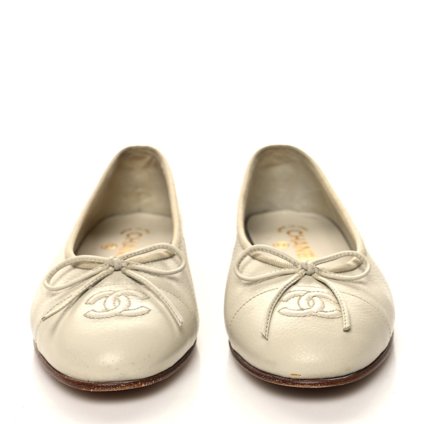 Lambskin Cap Toe CC Ballerina Flats 36 Beige