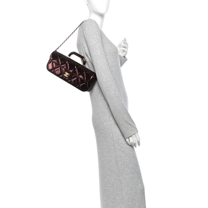 Chanel Metallic Mirror Calfskin Large Top Handle Clutch With Chain  Burgundy 2 of 10