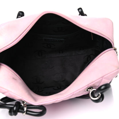 Chanel Calfskin Quilted Large Cambon Bowler Pink Black 4 of 17