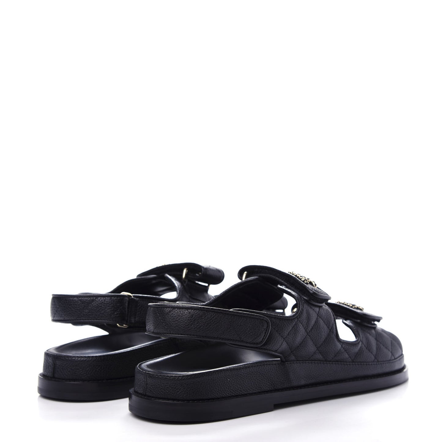 Grained Calfskin Velcro Dad Sandals 40 Black