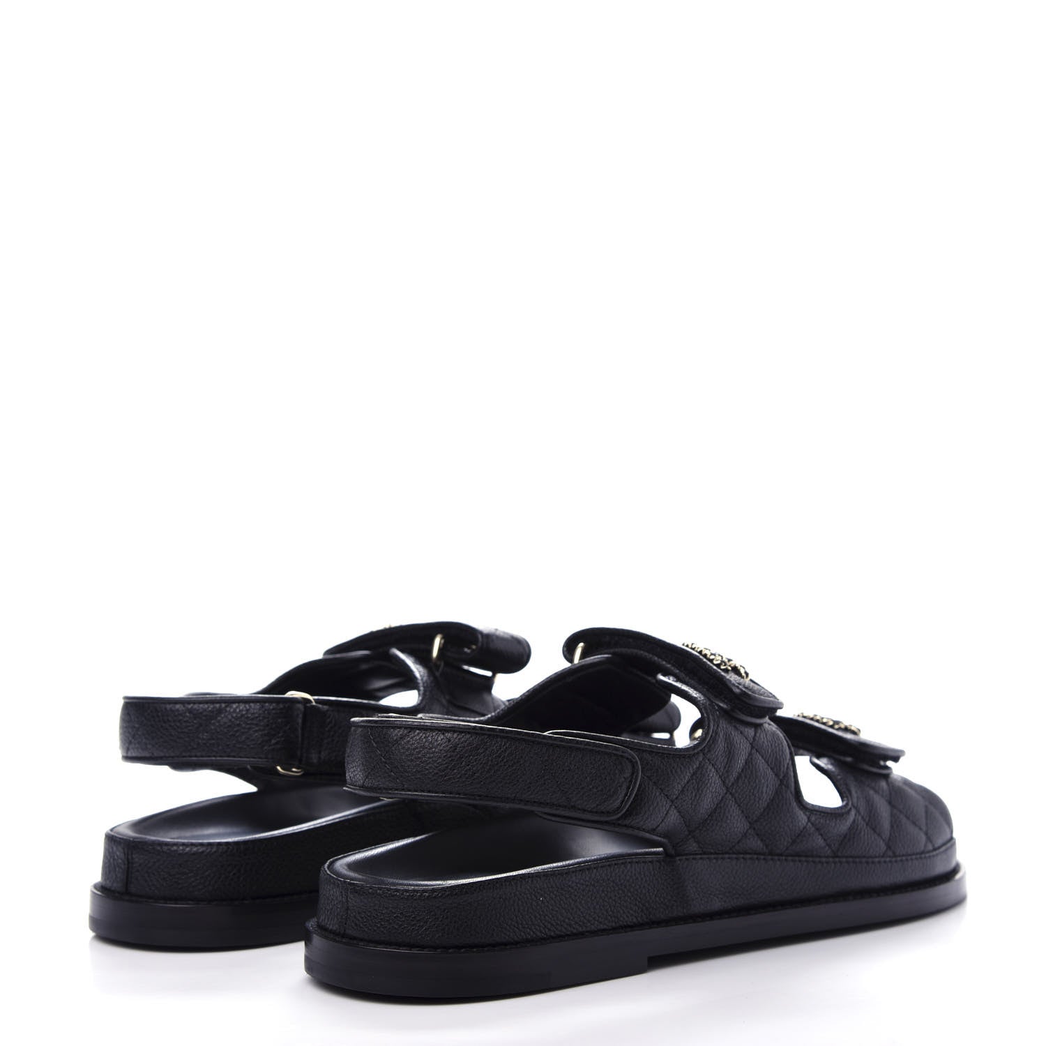 Chanel Grained Calfskin Velcro Dad Sandals 40 Black 4 of 11