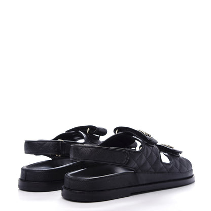Chanel Grained Calfskin Velcro Dad Sandals 40 Black 4 of 11