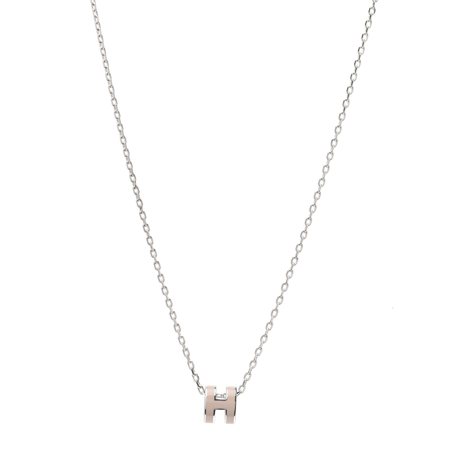 Palladium Mini Pop H Pendant Necklace Marron Glace