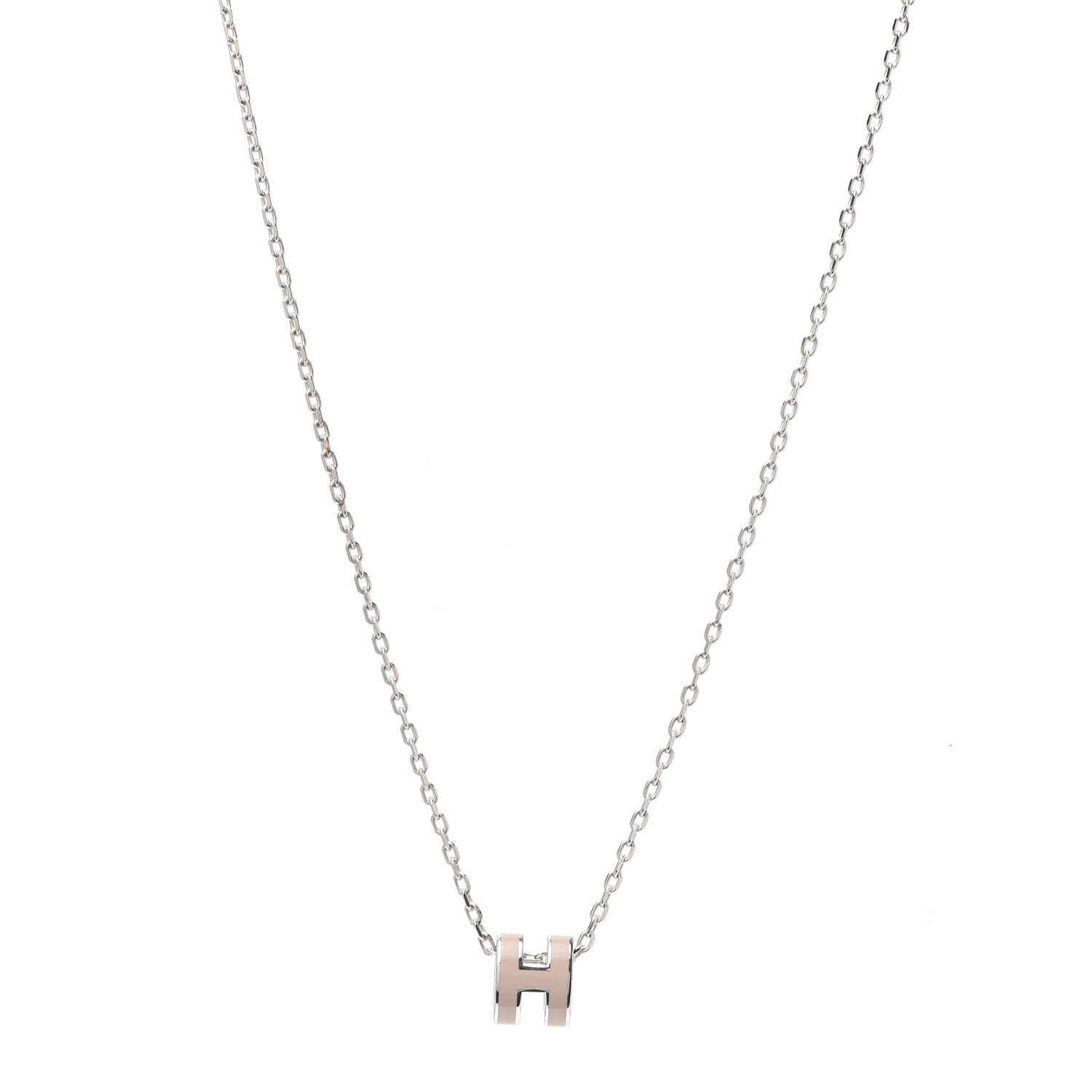 Hermes Palladium Mini Pop H Pendant Necklace Marron Glace 1 of 5