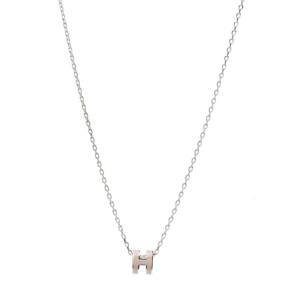 Hermes Palladium Mini Pop H Pendant Necklace Marron Glace 1 of 5