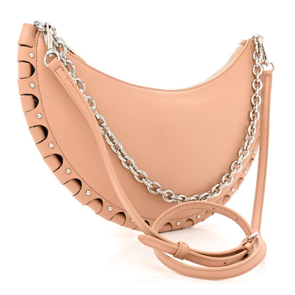 Alaia Lambskin Studded Chain Demi Lune Bag Nude 3 of 9