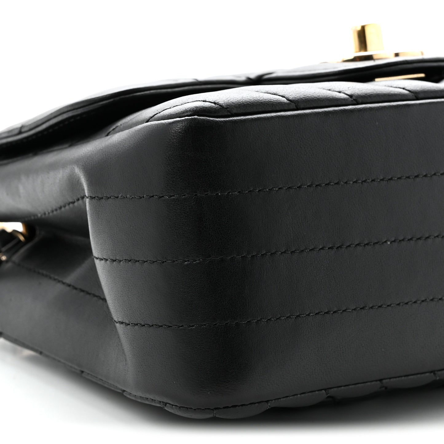 Lambskin Chevron Quilted Mini Square Flap Black