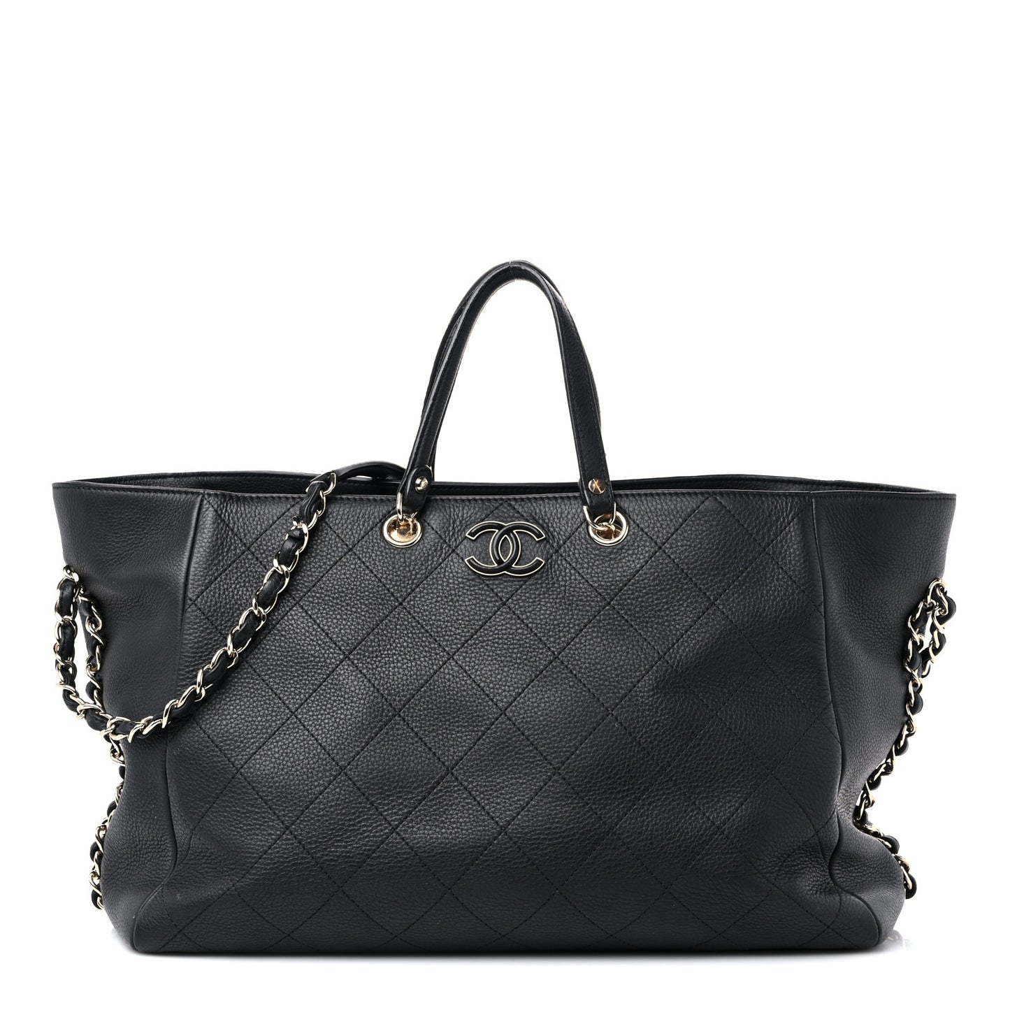 Bullskin Stitched Large Shopping Bag Black