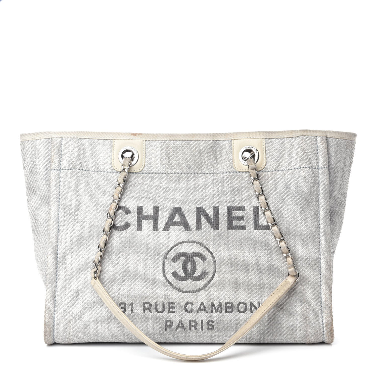 Chanel Woven Straw Raffia Small Deauville Tote White 1 of 13