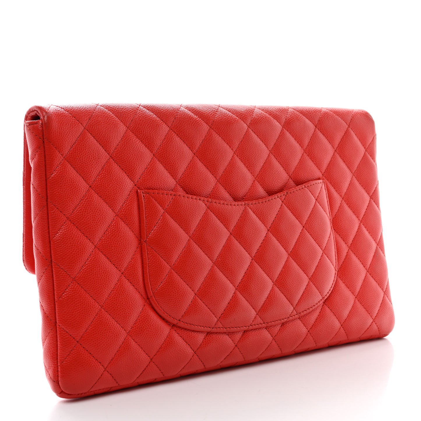 Caviar Quilted Flap Clutch Red