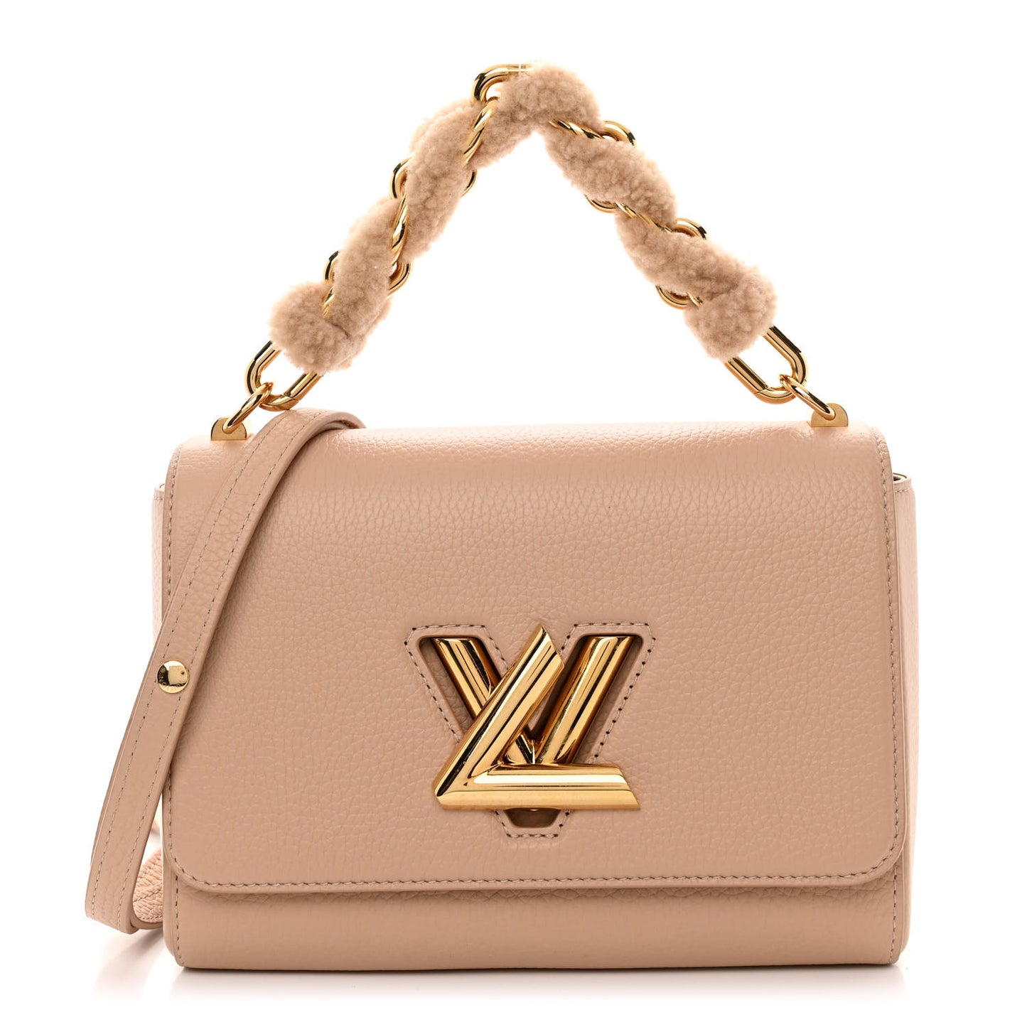 Taurillon Shearling LV Ski Twist MM Hazelnut Brown