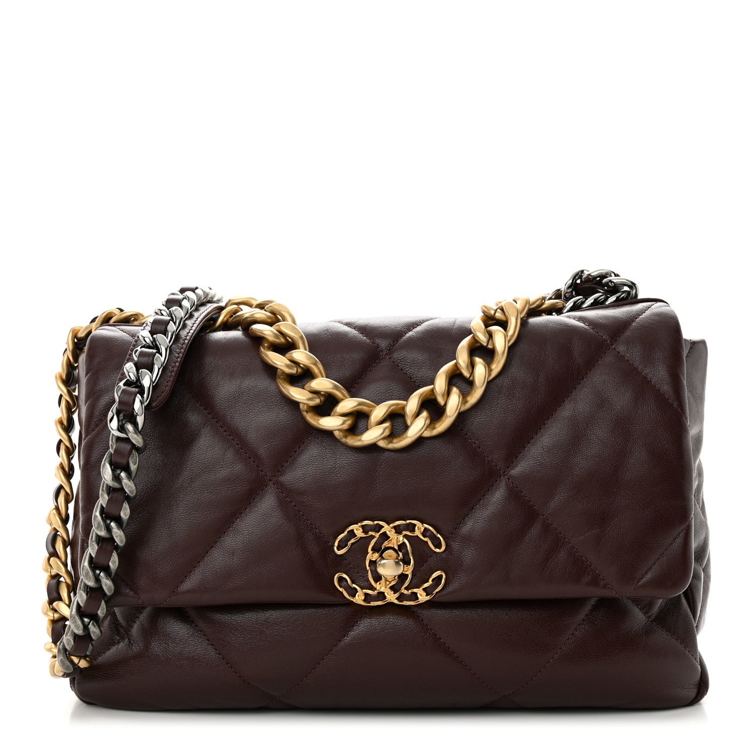 Chanel Goatskin Quilted Large Chanel 19 Flap Brown 1 of 11