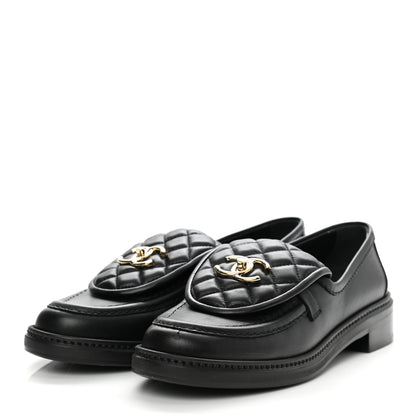 Chanel Lambskin Quilted CC Turnlock Loafers 38 Black 3 of 9