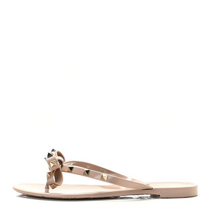 Valentino Garavani PVC Jelly Rockstud Bow Thong Sandals 39 Poudre 1 of 11