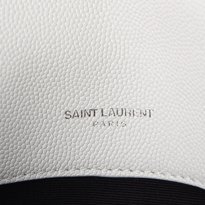 Saint Laurent Grain De Poudre Small West Hollywood Monogram Fold-Over Bag Pearl White 6 of 10