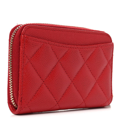 Chanel Caviar Quilted Zip Coin Purse Red 3 of 8