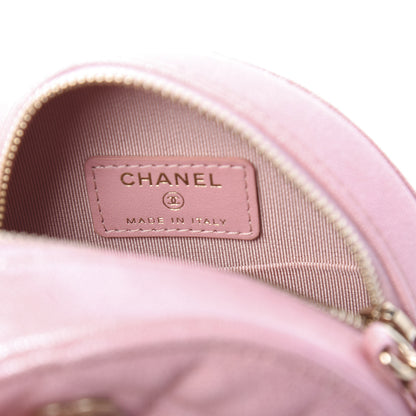 Chanel Iridescent Caviar Quilted Round Clutch With Chain Pink 6 of 11