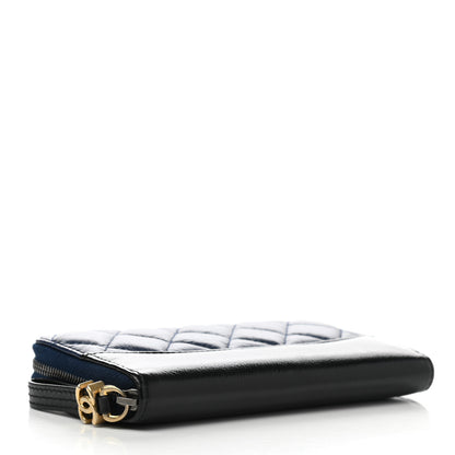 Chanel Aged Calfskin Quilted Small Gabrielle Zip Around Wallet Blue Black 4 of 8