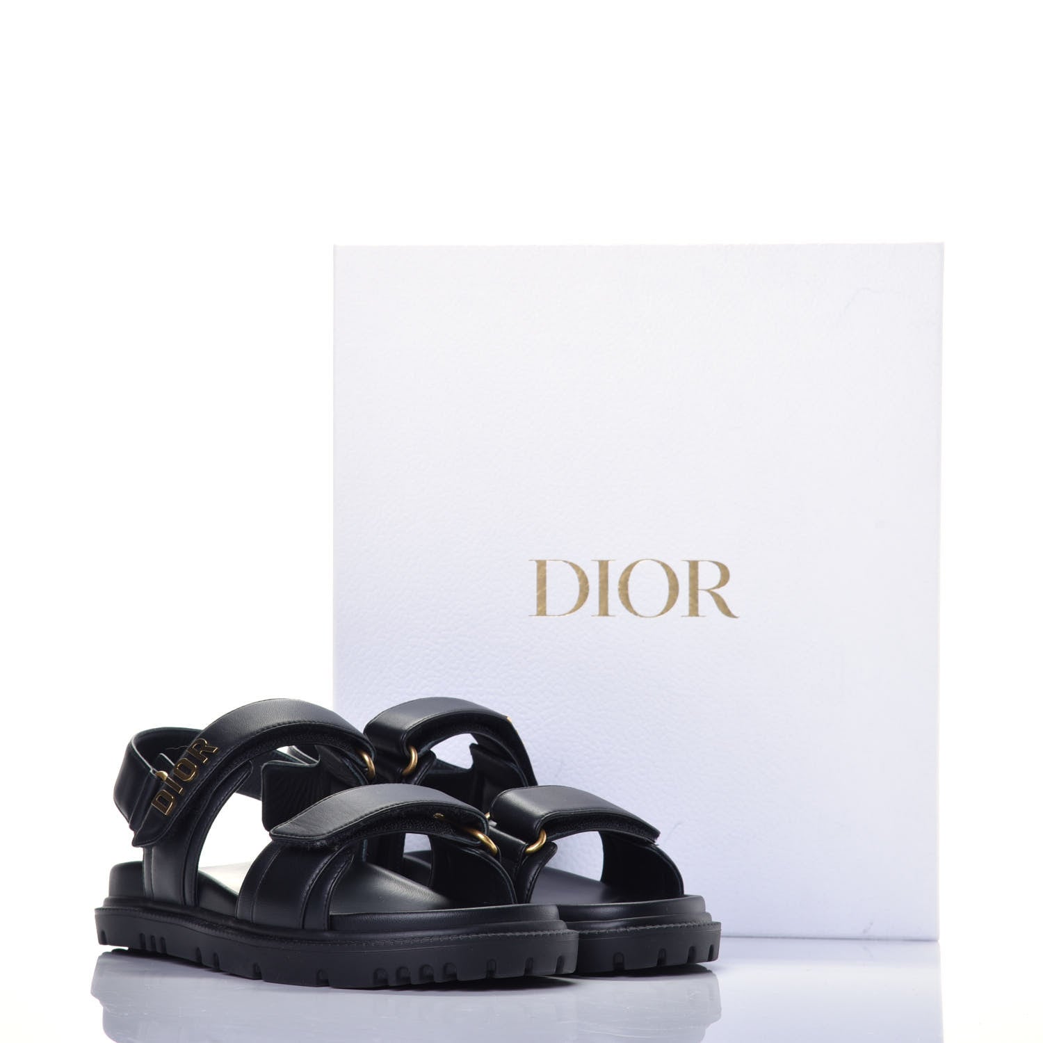 Christian Dior Lambskin Dioract 10mm Sandals 37.5 Black 8 of 8