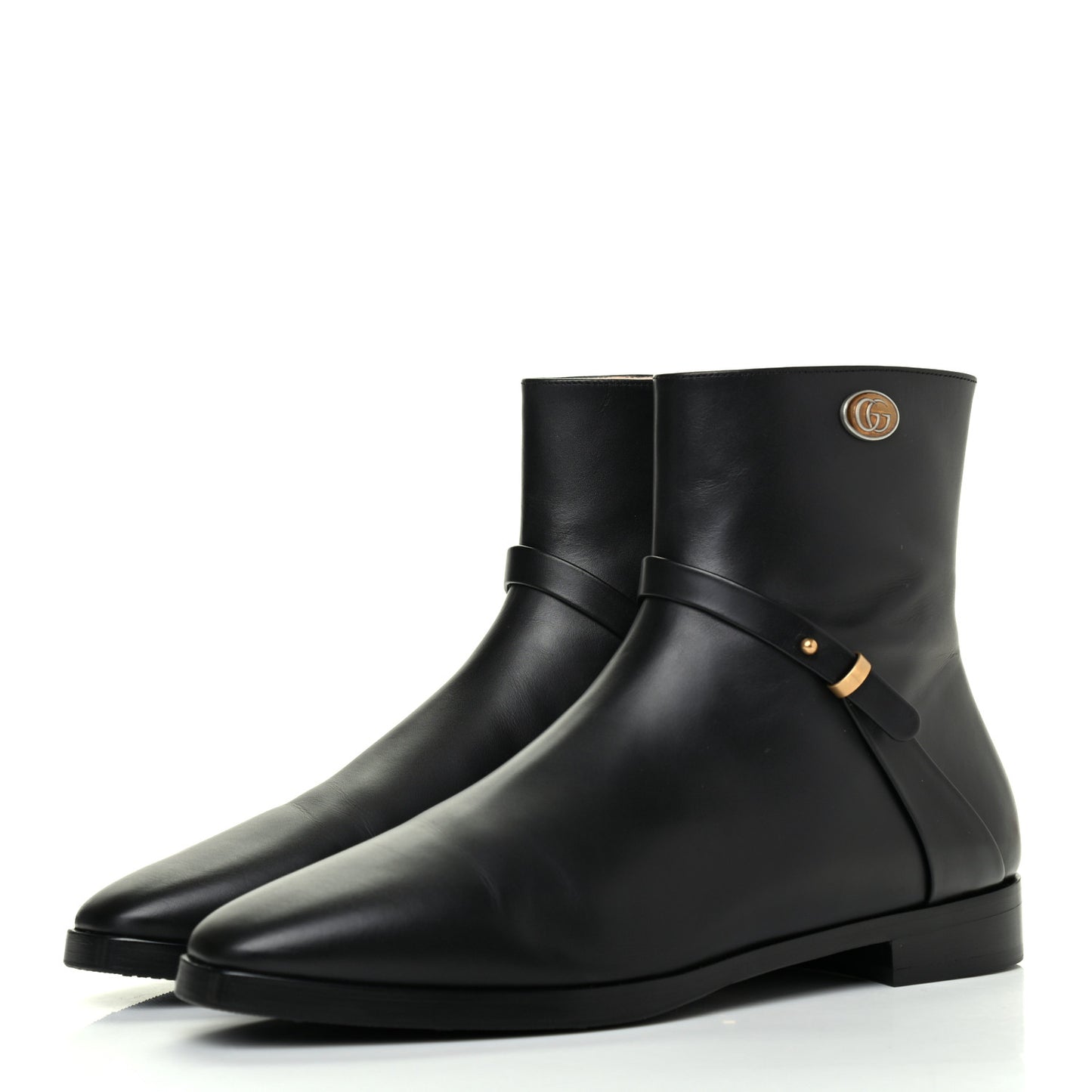 Calfskin Womens GG Ankle Boots 39 Black
