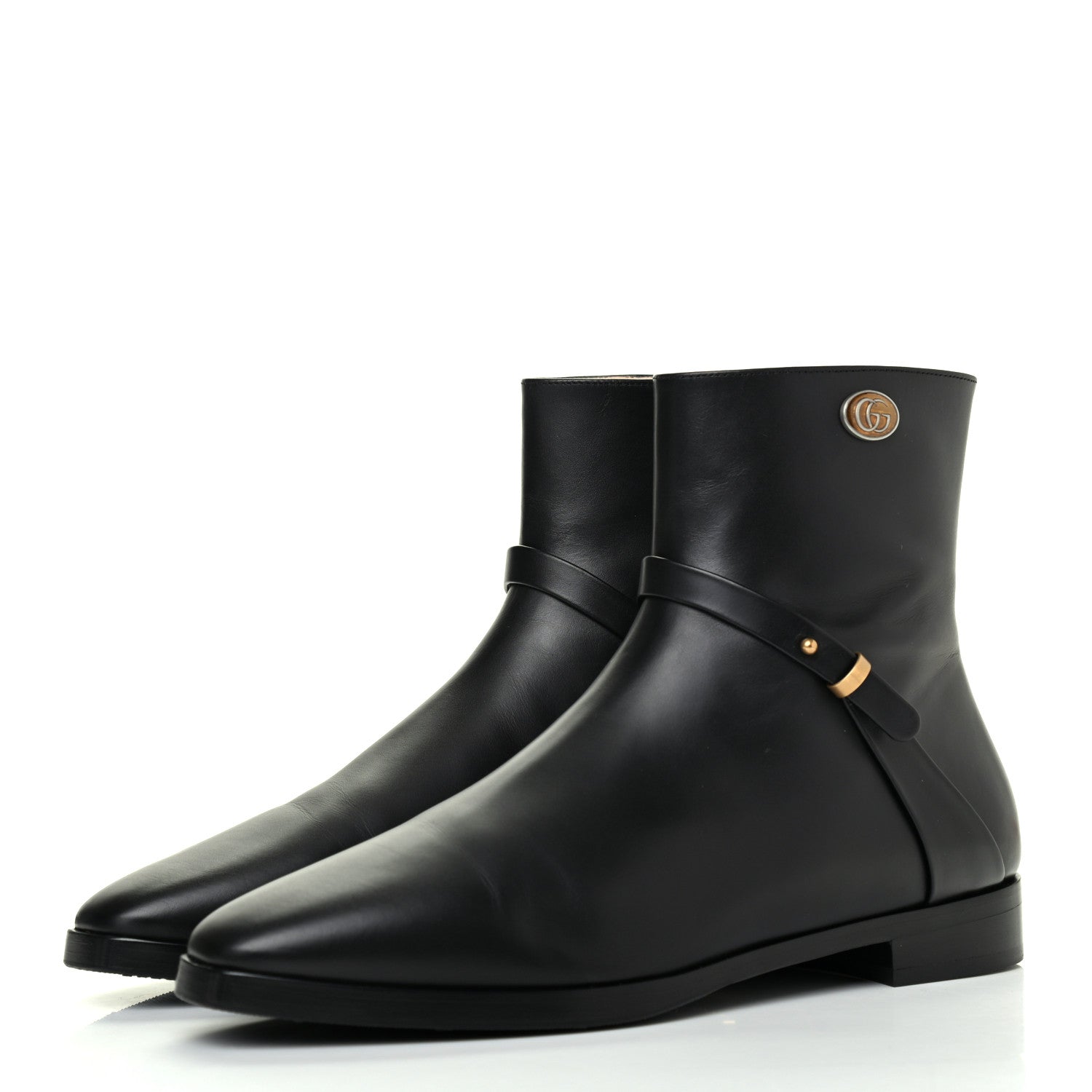 Gucci Calfskin Womens GG Ankle Boots 39 Black 3 of 11