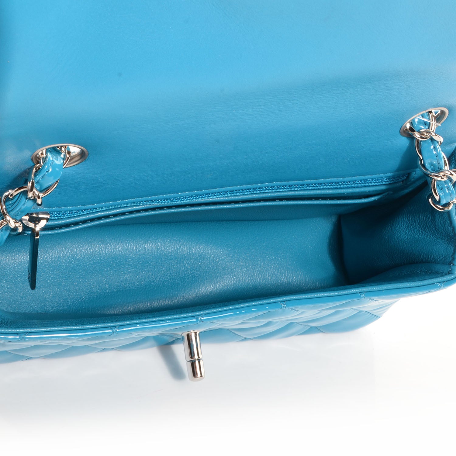 Chanel Patent Quilted Mini Flap Blue 6 of 9