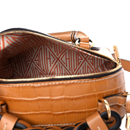 Chloe Calfskin Crocodile Embossed Small Daria Autumnal Brown 6 of 12