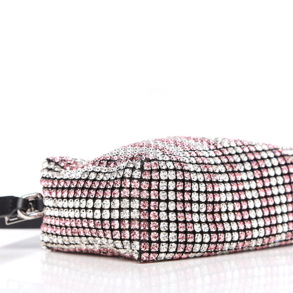 Alexander Wang Mesh Crystal Rhinestone Mini Heiress Pouch Pink Silver 9 of 11