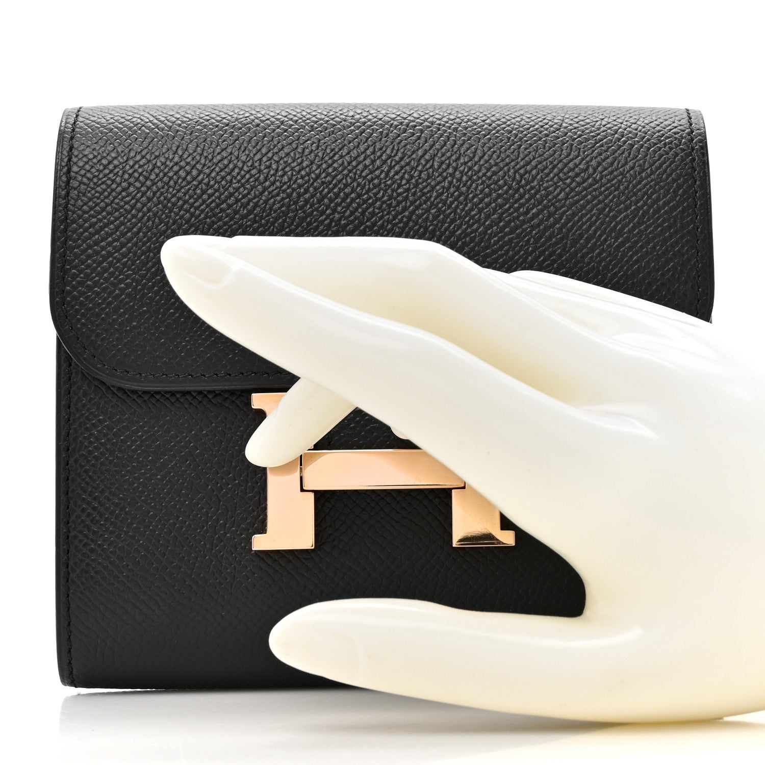 Hermes Epsom Constance Compact Passant Wallet Black 2 of 8