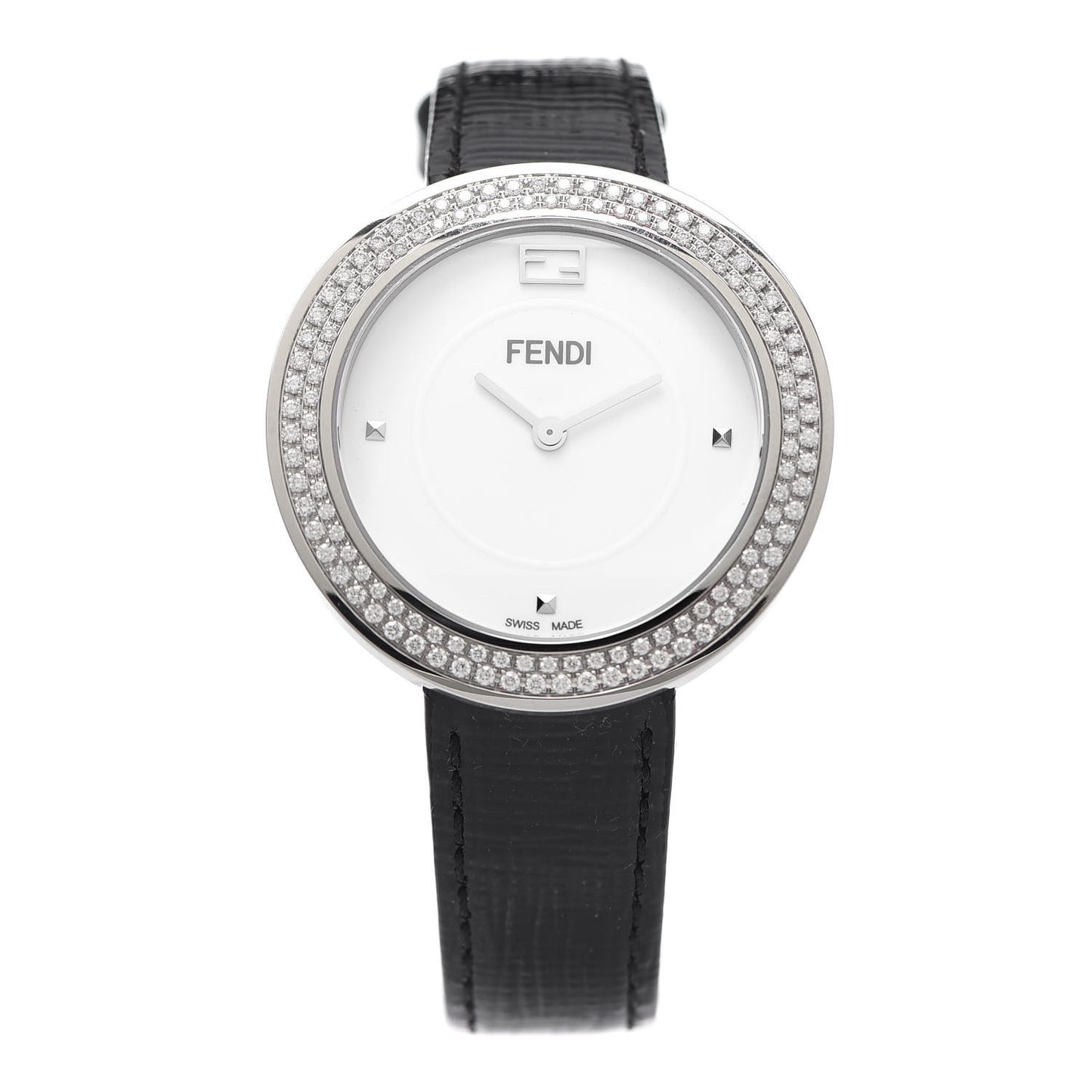 Stainless Steel Calfskin Diamond Pave Bezel 36mm Fendi My Way Quartz Watch