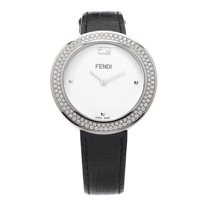 Fendi Stainless Steel Calfskin Diamond Pave Bezel 36mm Fendi My Way Quartz Watch 1 of 3