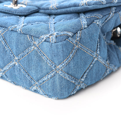 Chanel Denim Quilted Medium Distressed Single Flap Blue 8 of 10