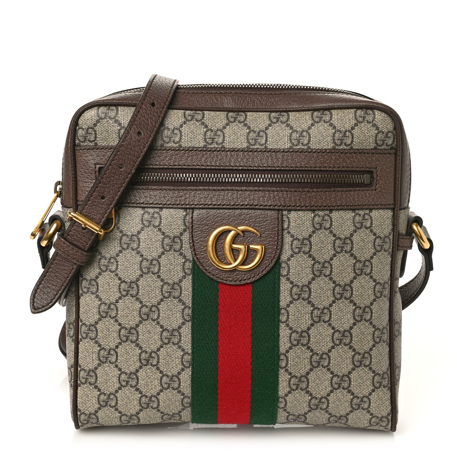 Gucci GG Supreme Monogram Web Small Ophidia Messenger Bag Brown 1 of 9