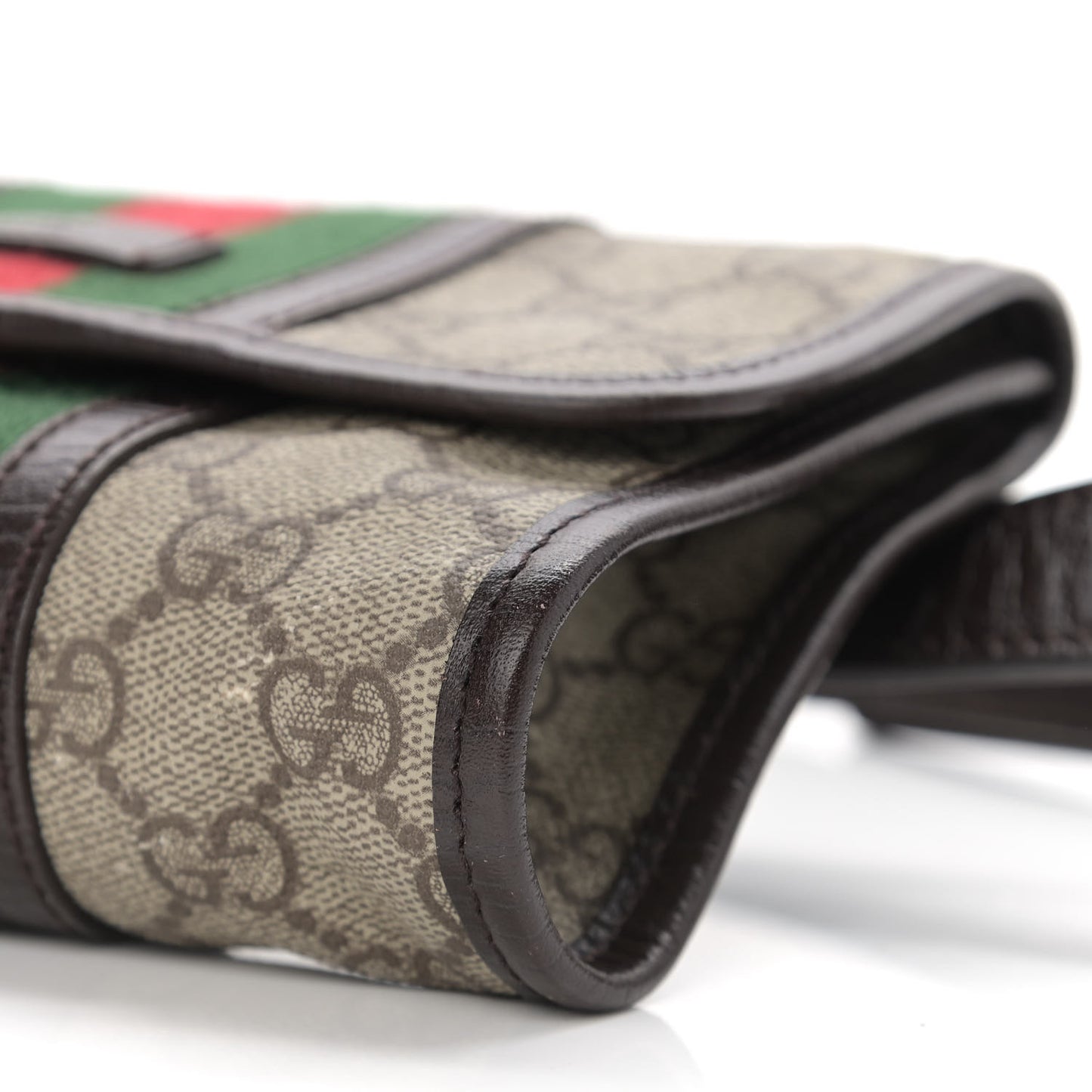 GG Monogram Plus Web Belt Bag Dark Brown