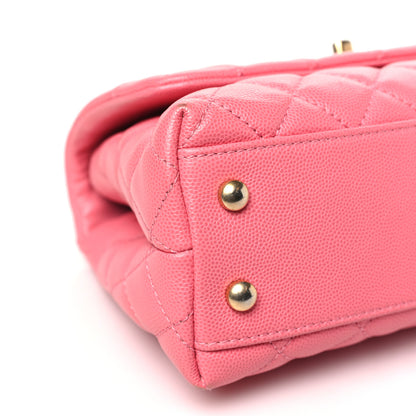 Chanel Caviar Lizard Embossed Quilted Mini Coco Handle Flap Pink 9 of 10