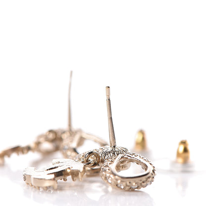 Chanel Crystal CC Bow Drop Earrings Gold 3 of 4