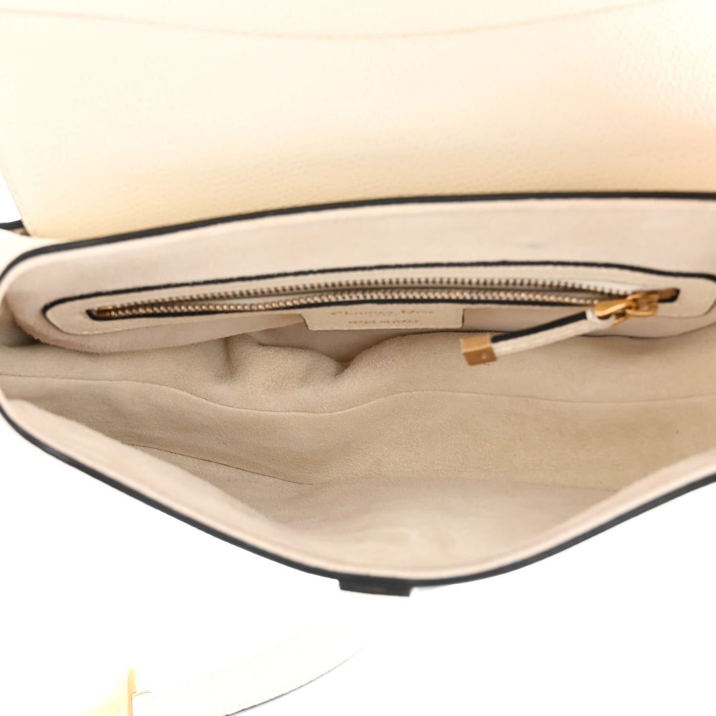 Grained Calfskin Saddle Bag White