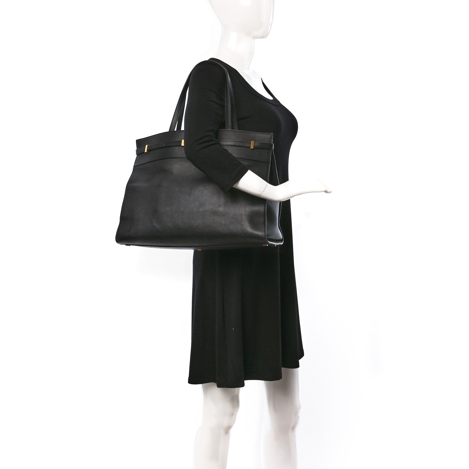 Saint Laurent Calfskin Large Manhattan Shopper Tote Black 2 of 14