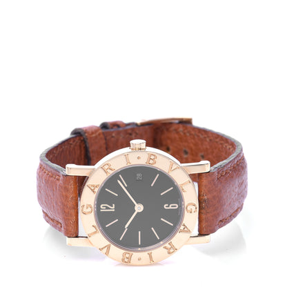 Bulgari 18K Yellow Gold Calfskin 26mm Quartz Watch Black 2 of 6