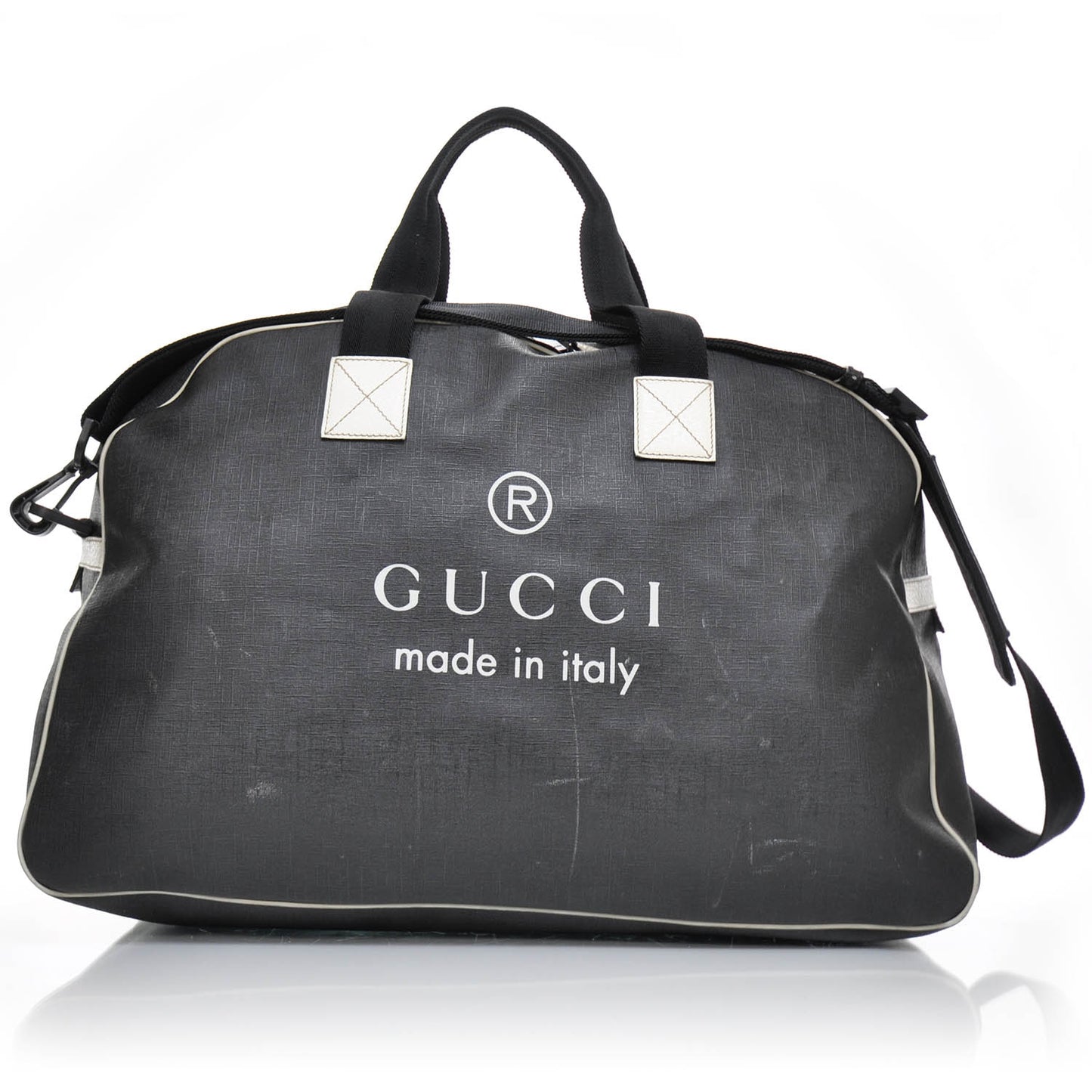 Coated Canvas Trademark Logo Duffle Bag Black