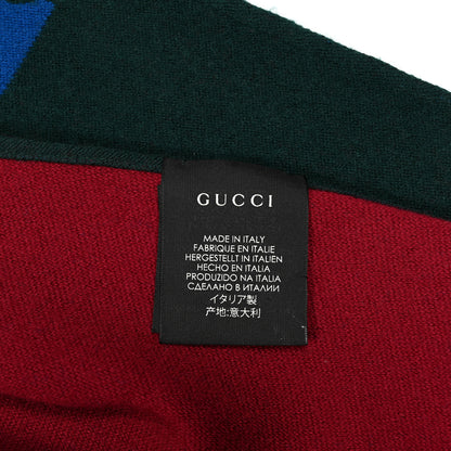 Gucci Wool Silk Guccium Scarf Petroleum Blue Bordeaux 3 of 3