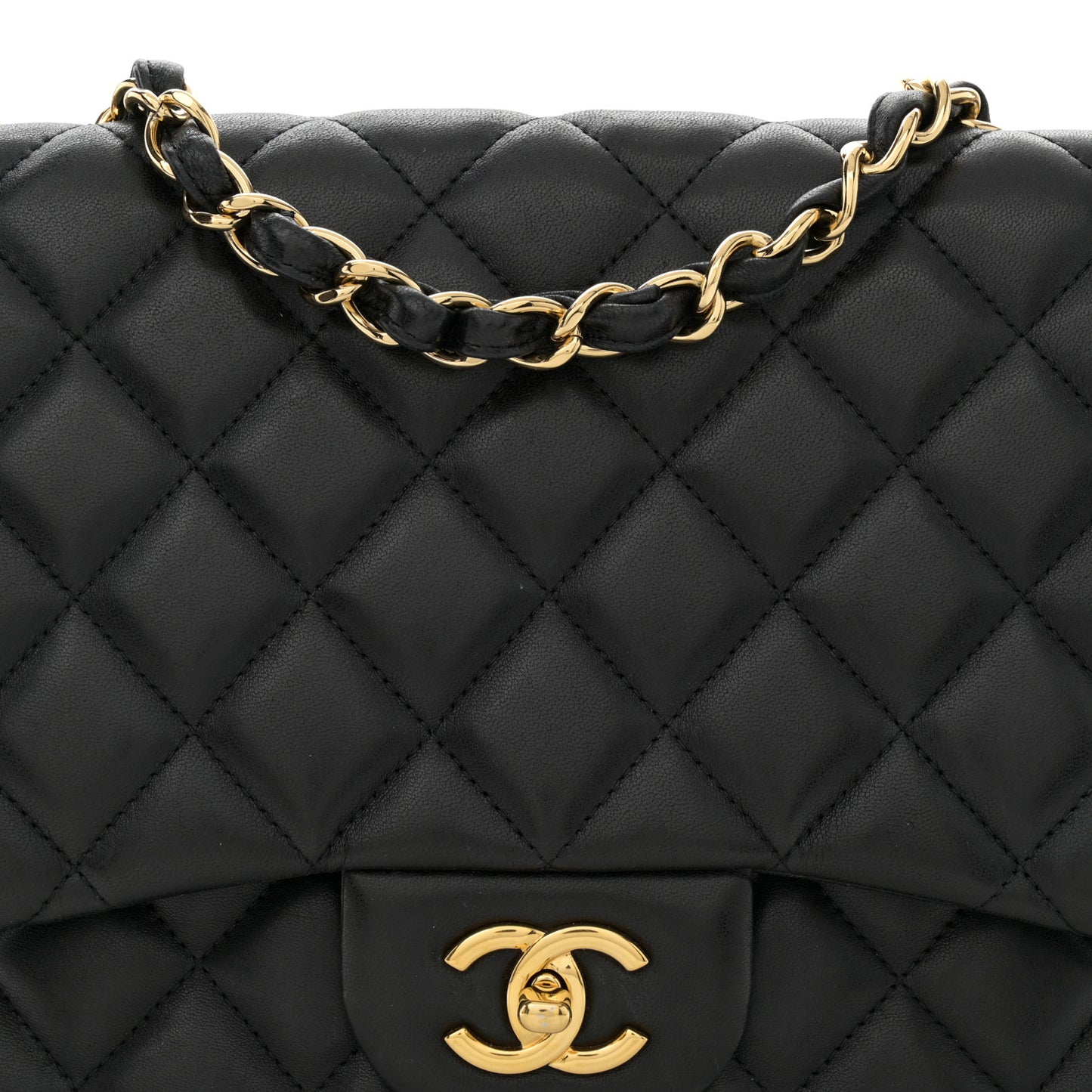 Lambskin Quilted Jumbo Single Flap Black